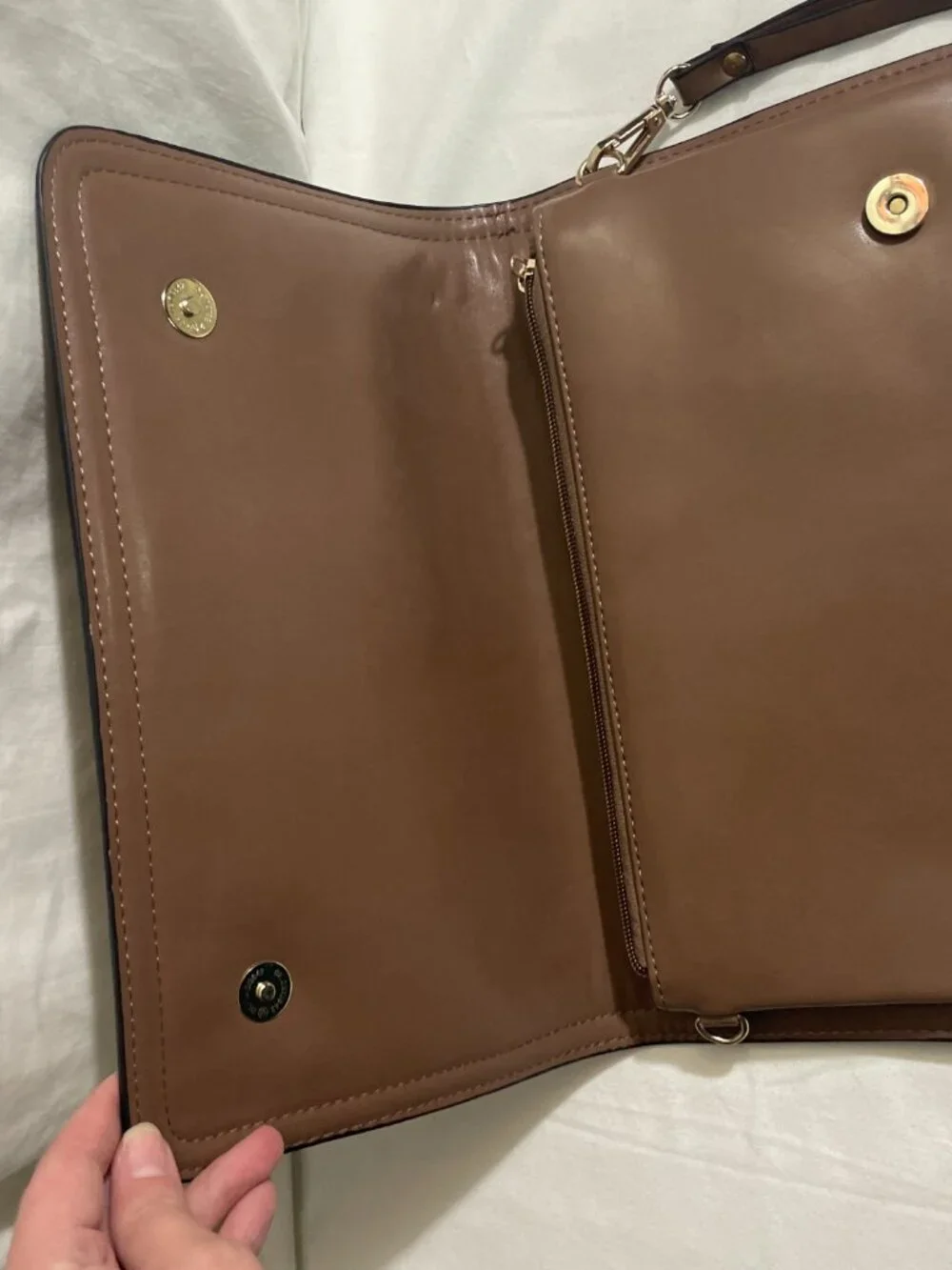 Miztique Brown Studded Wristlet Clutch Wallet Faux Leather Snap Zip Organizer